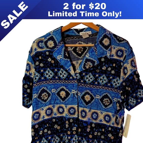 [Sale: 2 for $20!] Notations Blue Button-Up Shirt – Size Large 0078 - Picture 1 of 6